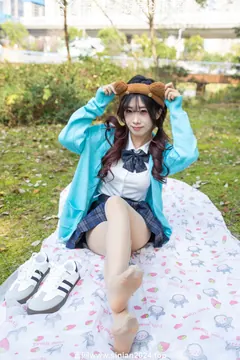 丝恋摄影 NO.014 小梦-蓝色开衫 jk短裙 肉色丝袜 白色帆布鞋[203P/1V/3.78GB] - 3
