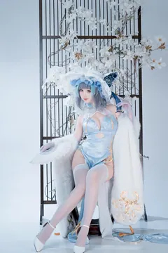 面饼仙儿 NO.150 – 柴郡 猫猫 蓝旗袍[40P/438MB] - 2
